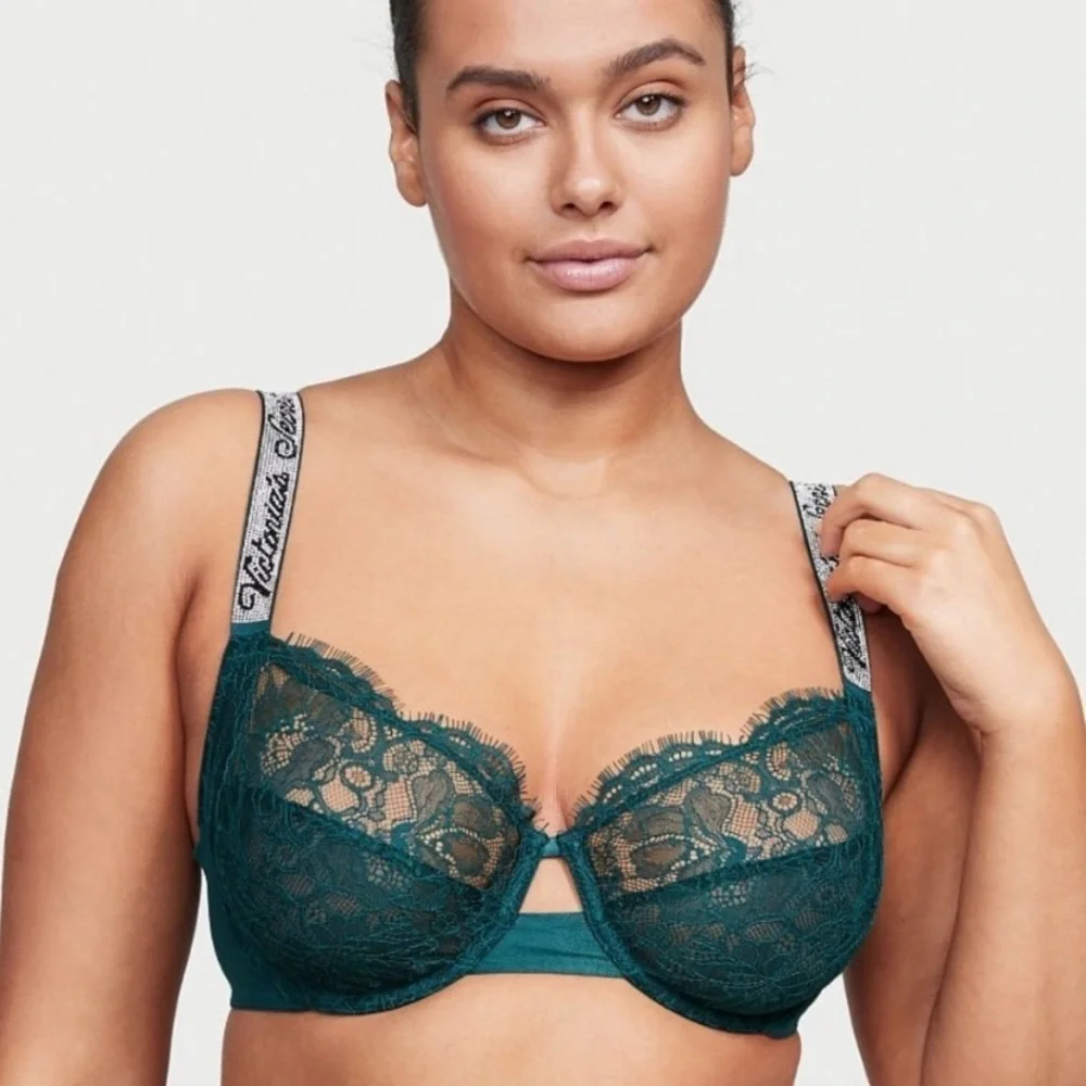 New! Victoria’s Secret shine logo strap unlined lace demi bra 4822